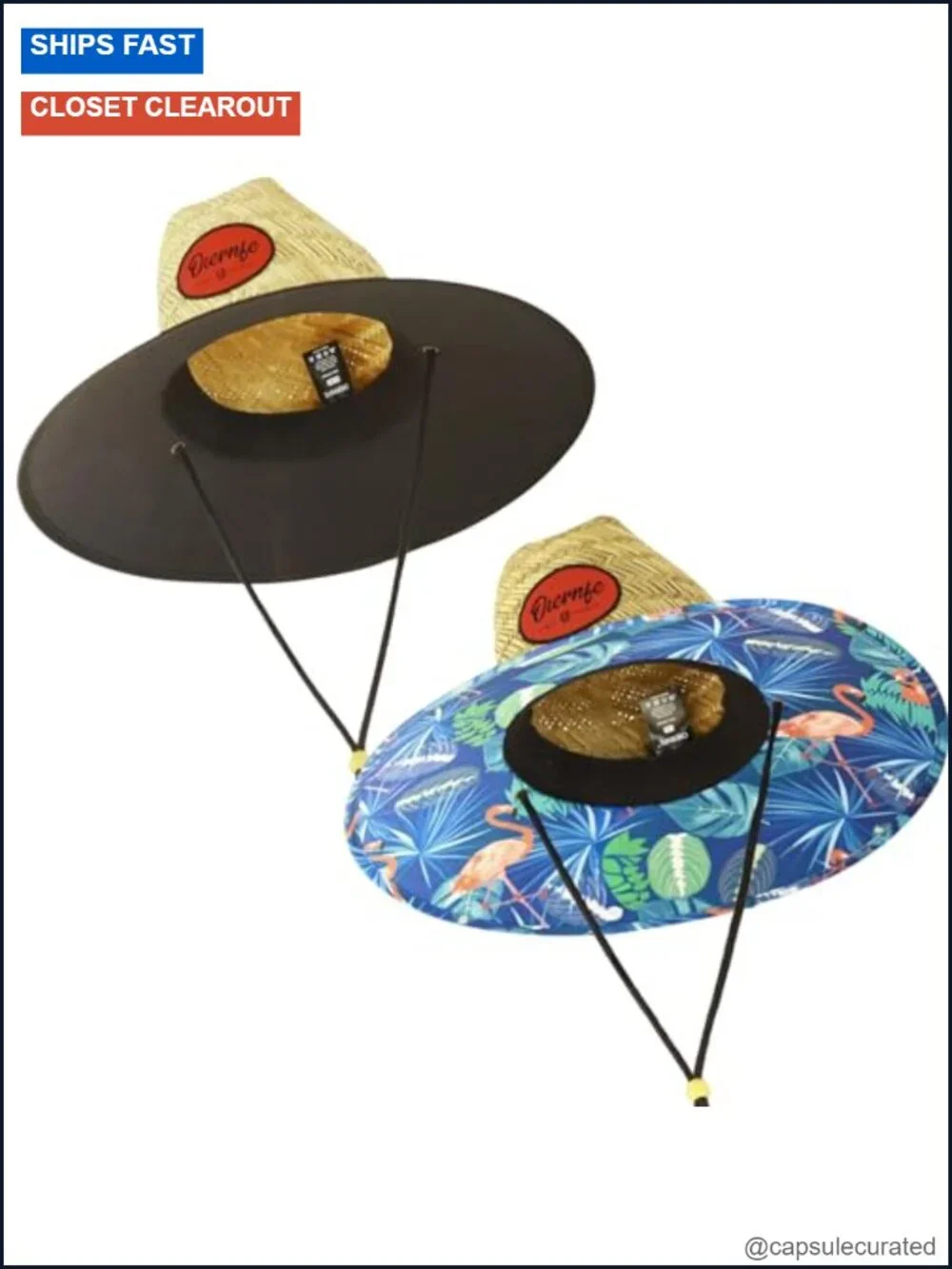Unisex Lifeguard Sun Hat with Wide Brim - Straw Beach Hat for Fishing Gardening